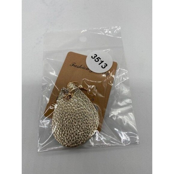 Fashion Jewelry Womens Tear Drop Metallic Leather Earrings Gold Tone Fishnet Hoo - Picture 2 of 7